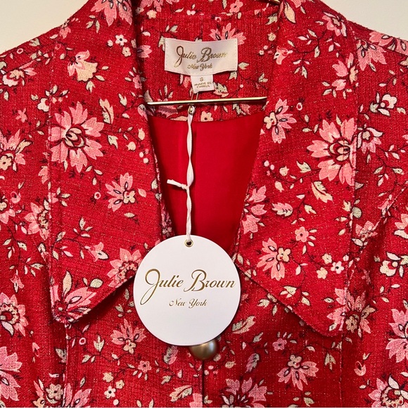NWT! Julie Brown NYC Red Floral suit / mini skirt set. Gold thread. Sz Small ♥️ - Picture 8 of 11